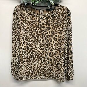 White House Black Market Leopard Print Blouse